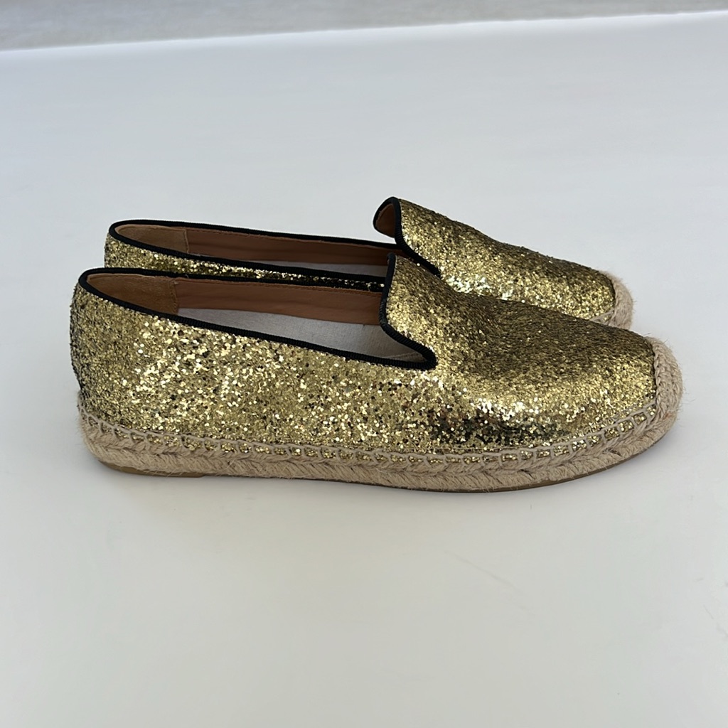 Marc By Marc Jacobs Gold Glitter Espadrilles Sz 36.5
